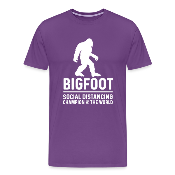 Bigfoot Social Distancing Champion of the World Men's Premium T-Shirt - purple