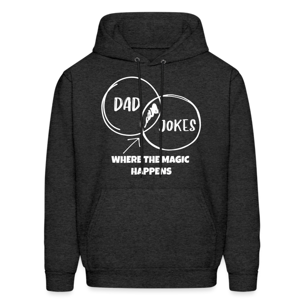 Dad Jokes Where the Magic Happens Funny Men's Hoodie - charcoal grey