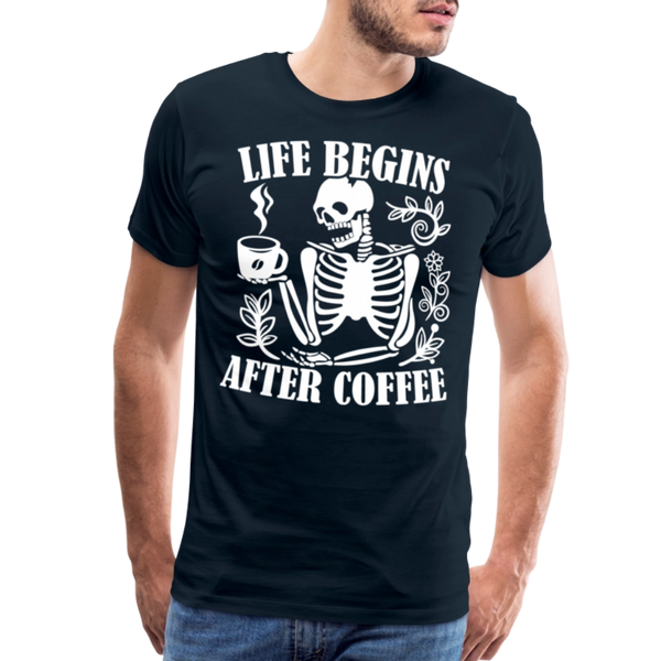 Life Begins after Coffee Men's Premium T-Shirt - deep navy