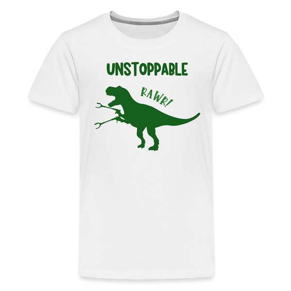 Unstoppable T-Rex Dinosaur Kids' Premium T-Shirt - white
