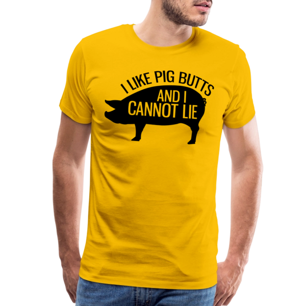I Like Pig Butts and I Cannot Lie Funny BBQ Men's Premium T-Shirt - sun yellow