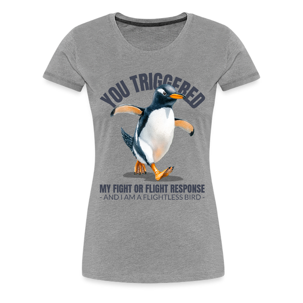 Funny Penguin Fight or Flight Bird Women’s Premium T-Shirt - heather gray