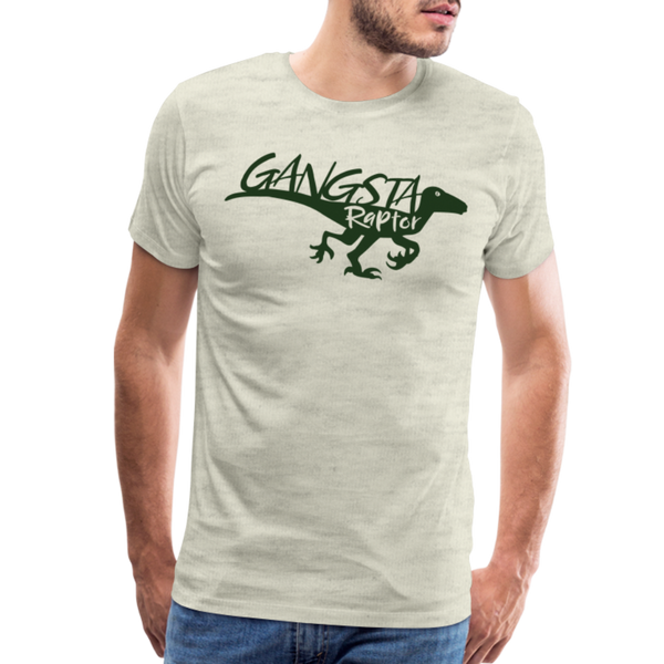 Gangsta Raptor Dinosaur Men's Premium T-Shirt - heather oatmeal