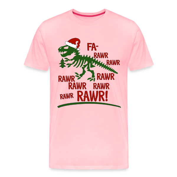 Dinosaur Fa-Rawr Rawr T-Rex in Santa Hat Christmas Men's Premium T-Shirt - pink