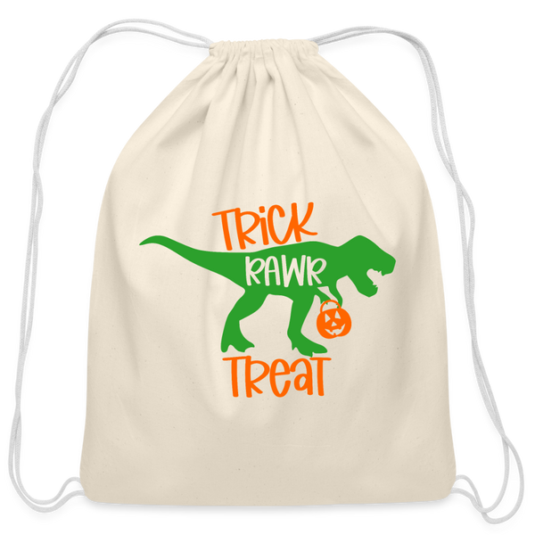 Trick Rawr Treat Dinosaur Halloween Cotton Drawstring Bag - natural
