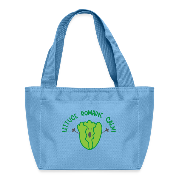 Lettuce Romaine Calm! Salad Food Pun Lunch Bag - light blue