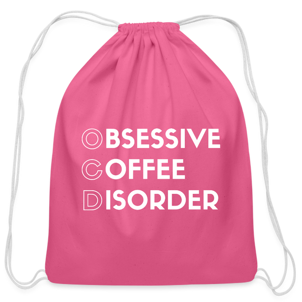 Funny Obsessive Coffee Disorder Cotton Drawstring Bag - pink