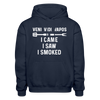 Veni Vidi Vapos I Came I Saw I Smoked: BBQ Smoker Gildan Heavy Blend Adult Hoodie - navy