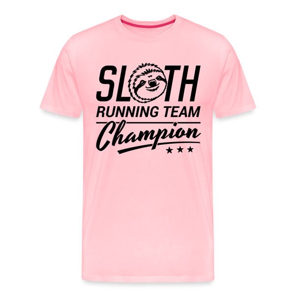 Sloth Running Team Champion Men's Premium T-Shirt - pink