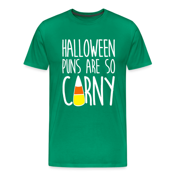 Halloween Puns are so Corny Men's Premium T-Shirt - kelly green
