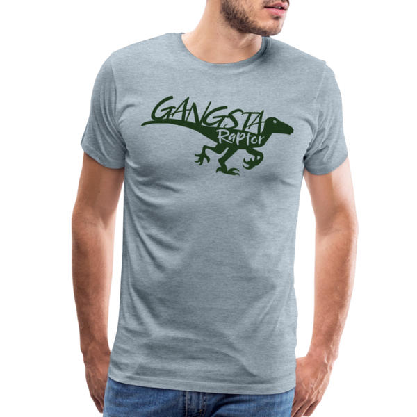 Gangsta Raptor Dinosaur Men's Premium T-Shirt - heather ice blue