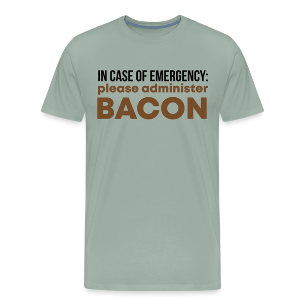 In Case of Emergency Please Adminster Bacon Men's Premium T-Shirt - steel green