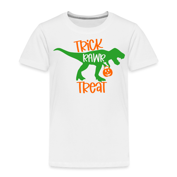 Trick Rawr Treat Dinosaur Halloween Toddler Premium T-Shirt - white