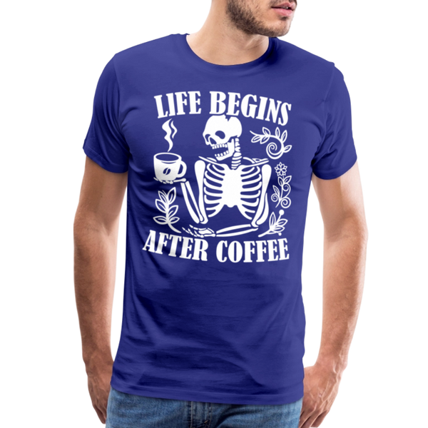 Life Begins after Coffee Men's Premium T-Shirt - royal blue