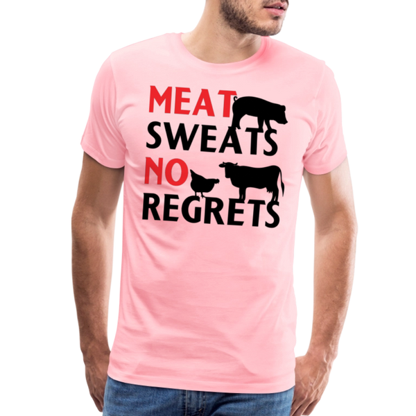 Meat Sweats No Regrets BBQ Men's Premium T-Shirt - pink