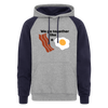 We Go Together Like Bacon & Eggs Colorblock Hoodie - heather gray/navy