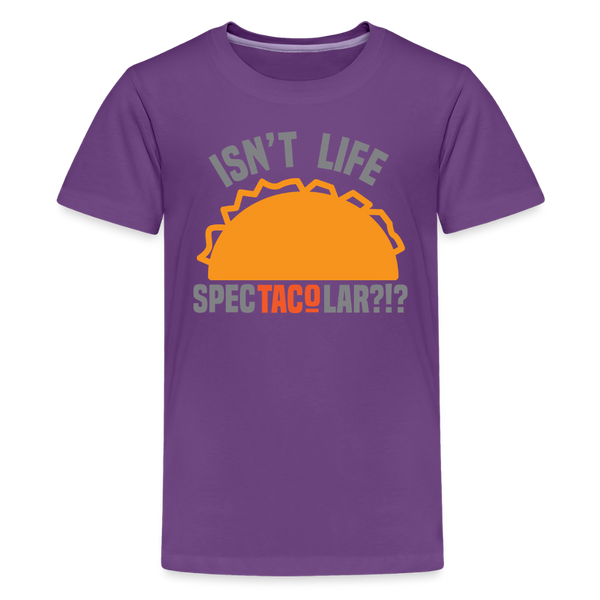 Isn't Life SpecTacolar?!? Funny Taco Food Pun Kids' Premium T-Shirt - purple
