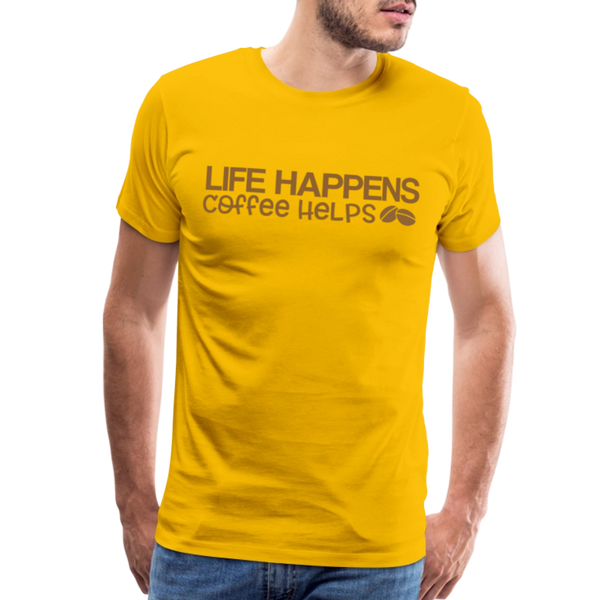 Life Happens Coffee Helps Men's Premium T-Shirt - sun yellow