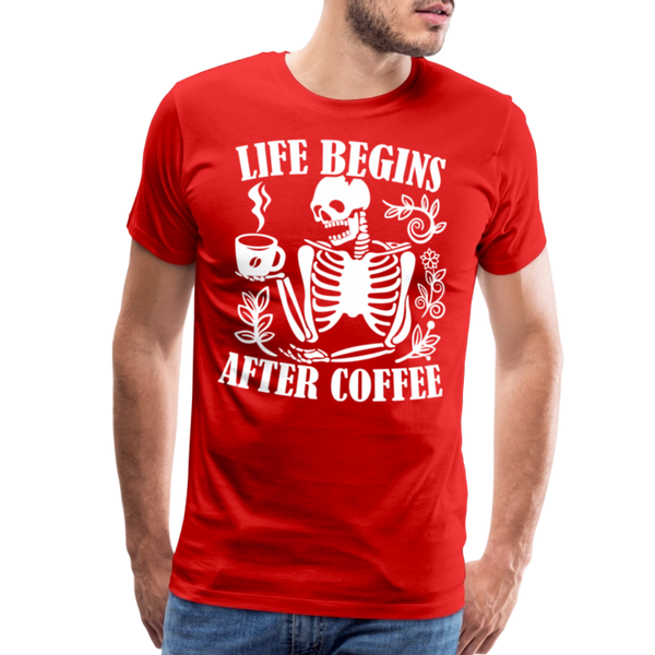 Life Begins after Coffee Men's Premium T-Shirt - red