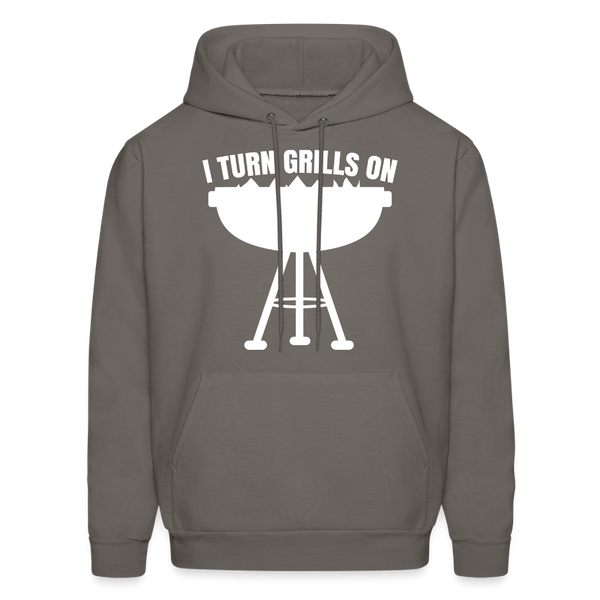 I Turn Grills On Funny BBQ Grilling Men's Hoodie - asphalt gray