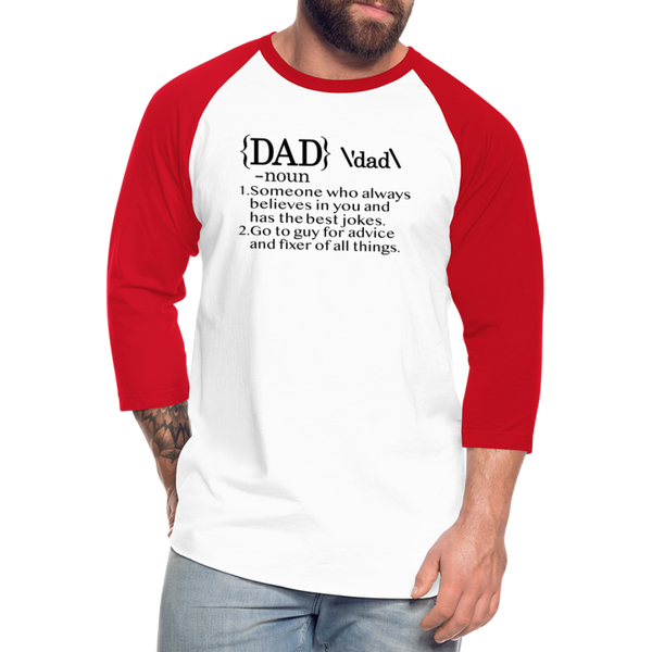 Dad Definition Baseball T-Shirt - white/red