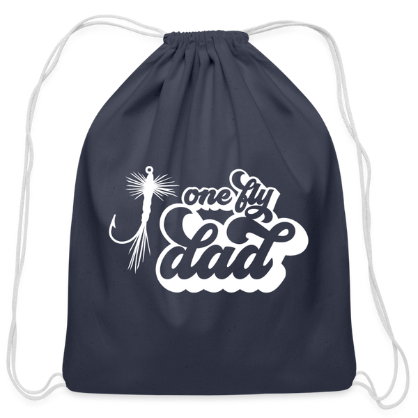 One Fly Dad Fly Fishing Cotton Drawstring Bag - navy