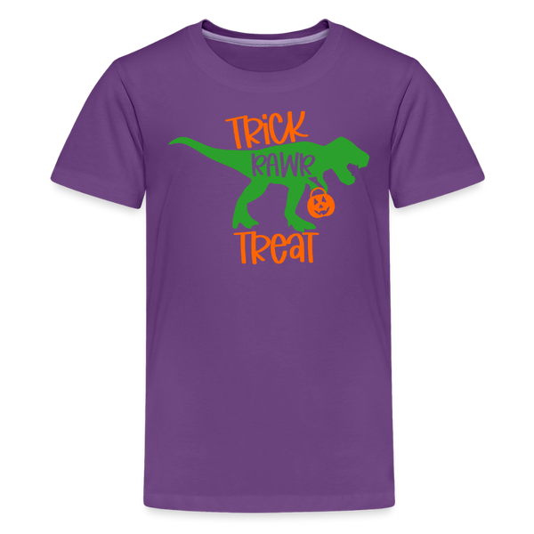 Trick Rawr Treat Dinosaur Halloween Kids' Premium T-Shirt - purple