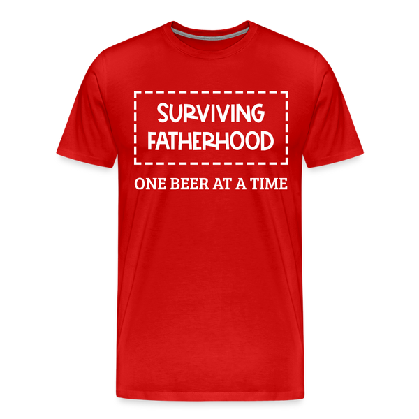 Surviving Fatherhood One Beer at a Time Men's Premium T-Shirt - red