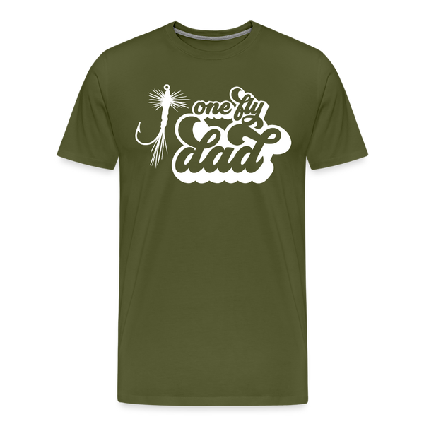 One Fly Dad Fly Fishing Men's Premium T-Shirt - olive green