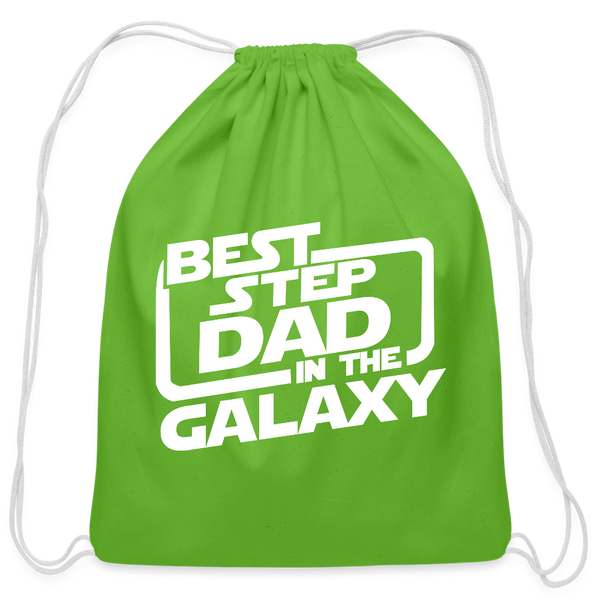 Best Step Dad in the Galaxy Cotton Drawstring Bag - clover