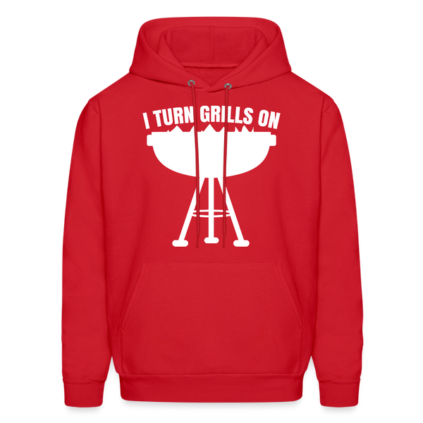 I Turn Grills On Funny BBQ Grilling Men's Hoodie - red