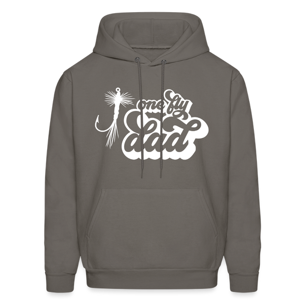 One Fly Dad Fly Fishing Father's Day Men's Hoodie - asphalt gray
