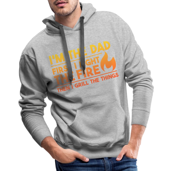 I'm the Dad First I Light the Fire Then I Grill the Things BBQ Men’s Premium Hoodie - heather grey