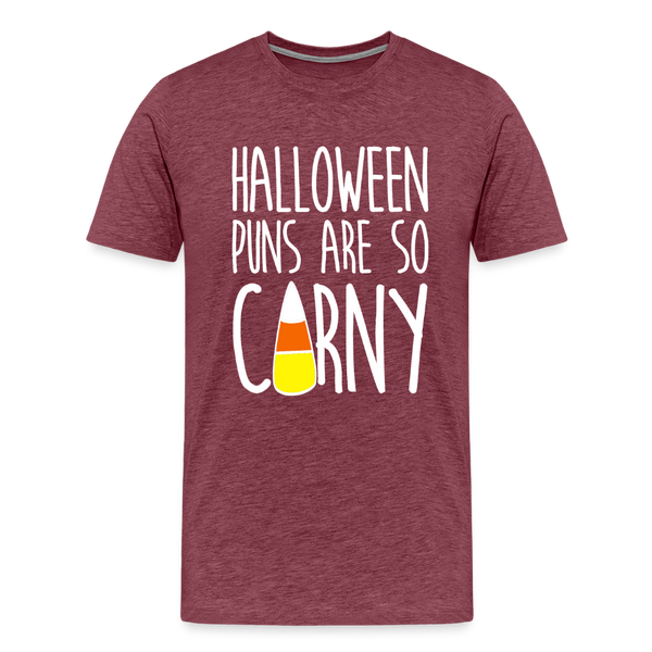 Halloween Puns are so Corny Men's Premium T-Shirt - heather burgundy