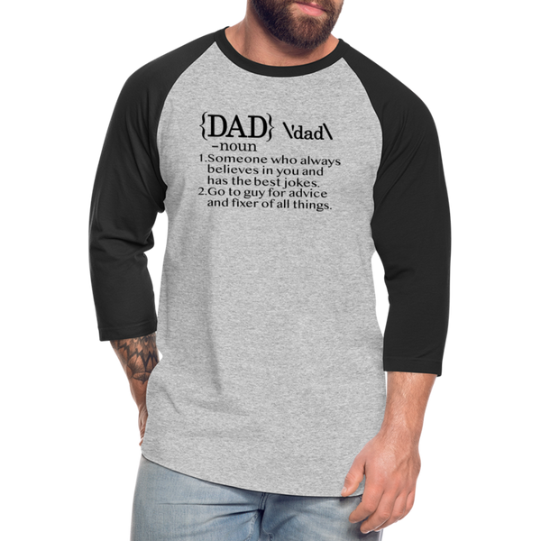 Dad Definition Baseball T-Shirt - heather gray/black
