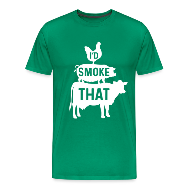 I'd Smoke That Funny BBQ Men's Premium T-Shirt - kelly green