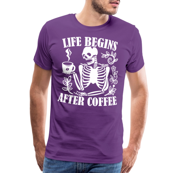 Life Begins after Coffee Men's Premium T-Shirt - purple