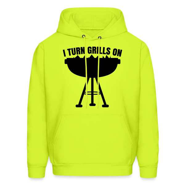 I Turn Grills On Funny BBQ Grilling Men's Hoodie - safety green