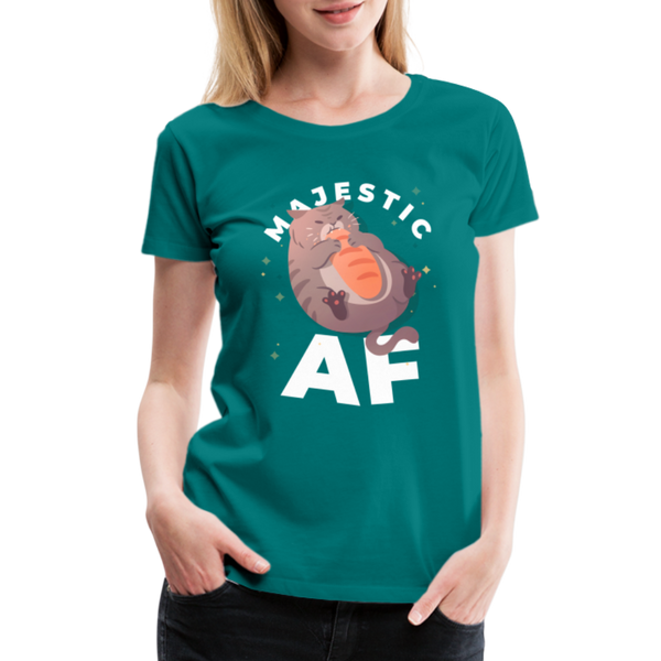 Cat Majestic AF Funny Women’s Premium T-Shirt - teal