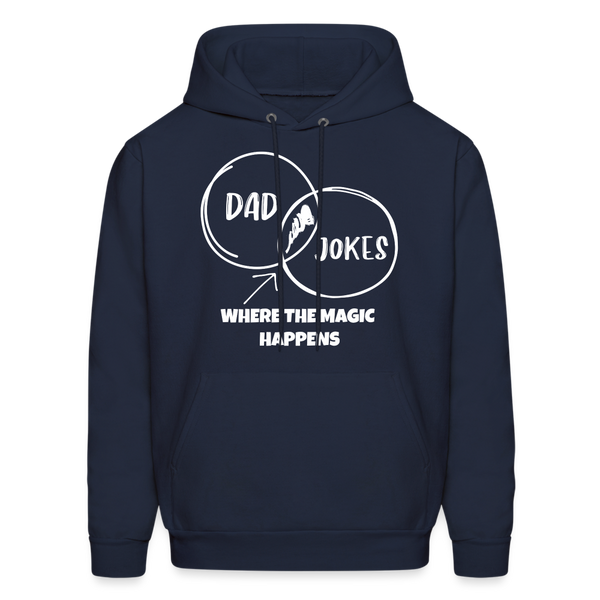 Dad Jokes Where the Magic Happens Funny Men's Hoodie - navy