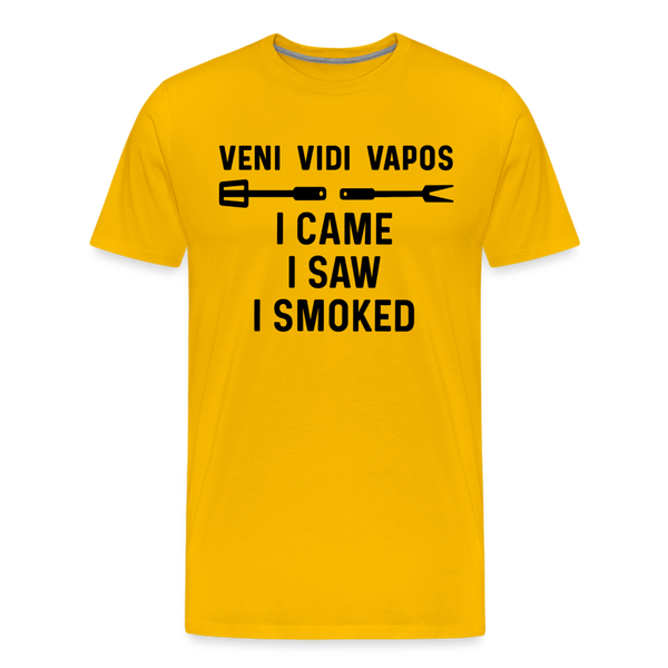 Veni Vidi Vapos I Came I Saw I Smoked: BBQ Smoker Men's Premium T-Shirt - sun yellow