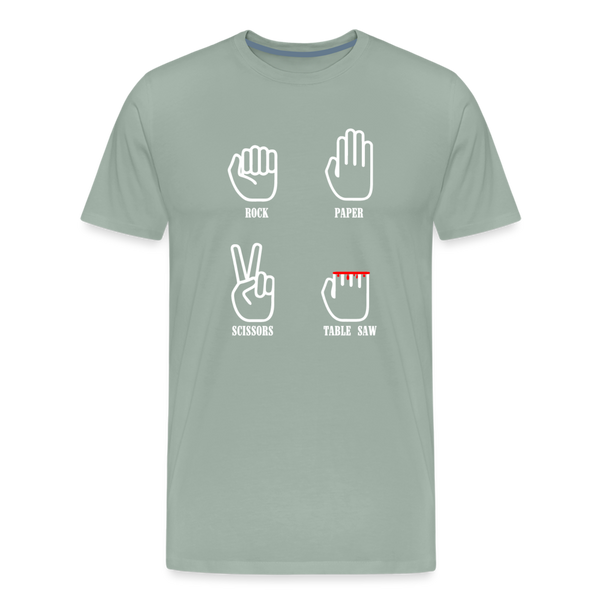 Rock, Paper, Scissors, Table Saw Funny Men's Premium T-Shirt - steel green