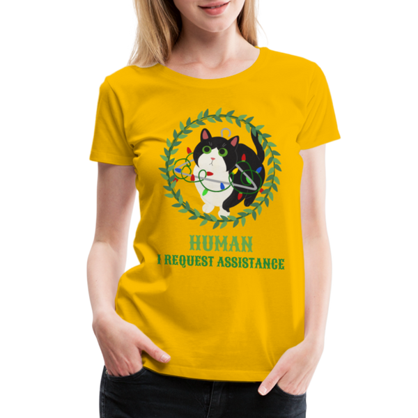 Funny Christmas Cat Women’s Premium T-Shirt - sun yellow