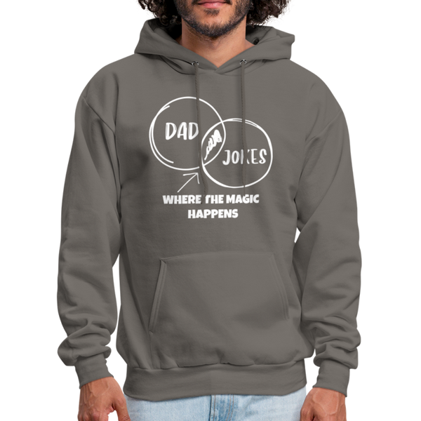 Dad Jokes Where the Magic Happens Funny Men's Hoodie - asphalt gray