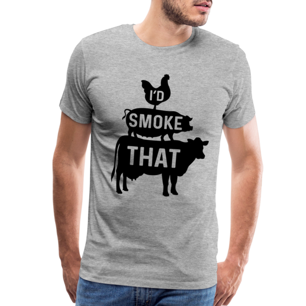 I'd Smoke That Funny BBQ Men's Premium T-Shirt - heather gray