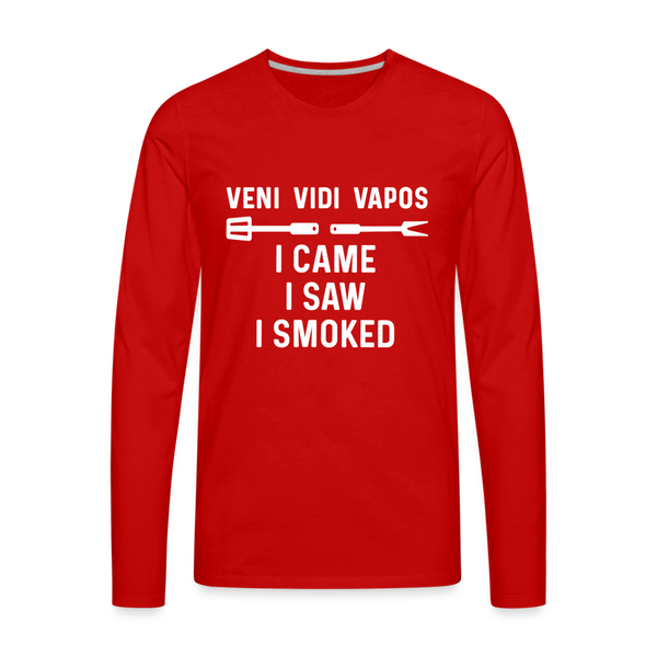 Veni Vidi Vapos I Came I Saw I Smoked: BBQ Smoker Men's Premium Long Sleeve T-Shirt - red