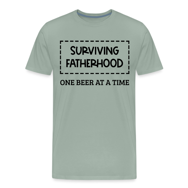 Surviving Fatherhood One Beer at a Time Men's Premium T-Shirt - steel green