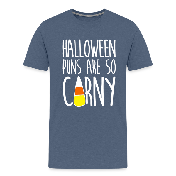 Halloween Puns are so Corny Men's Premium T-Shirt - heather blue