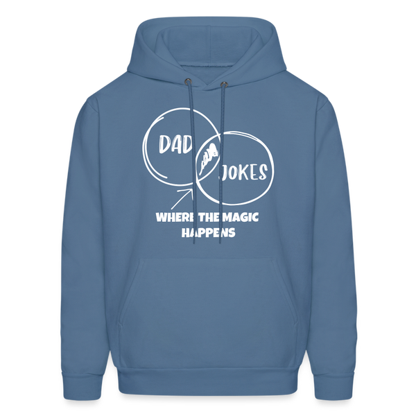 Dad Jokes Where the Magic Happens Funny Men's Hoodie - denim blue