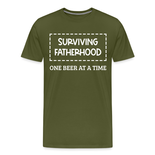 Surviving Fatherhood One Beer at a Time Men's Premium T-Shirt - olive green